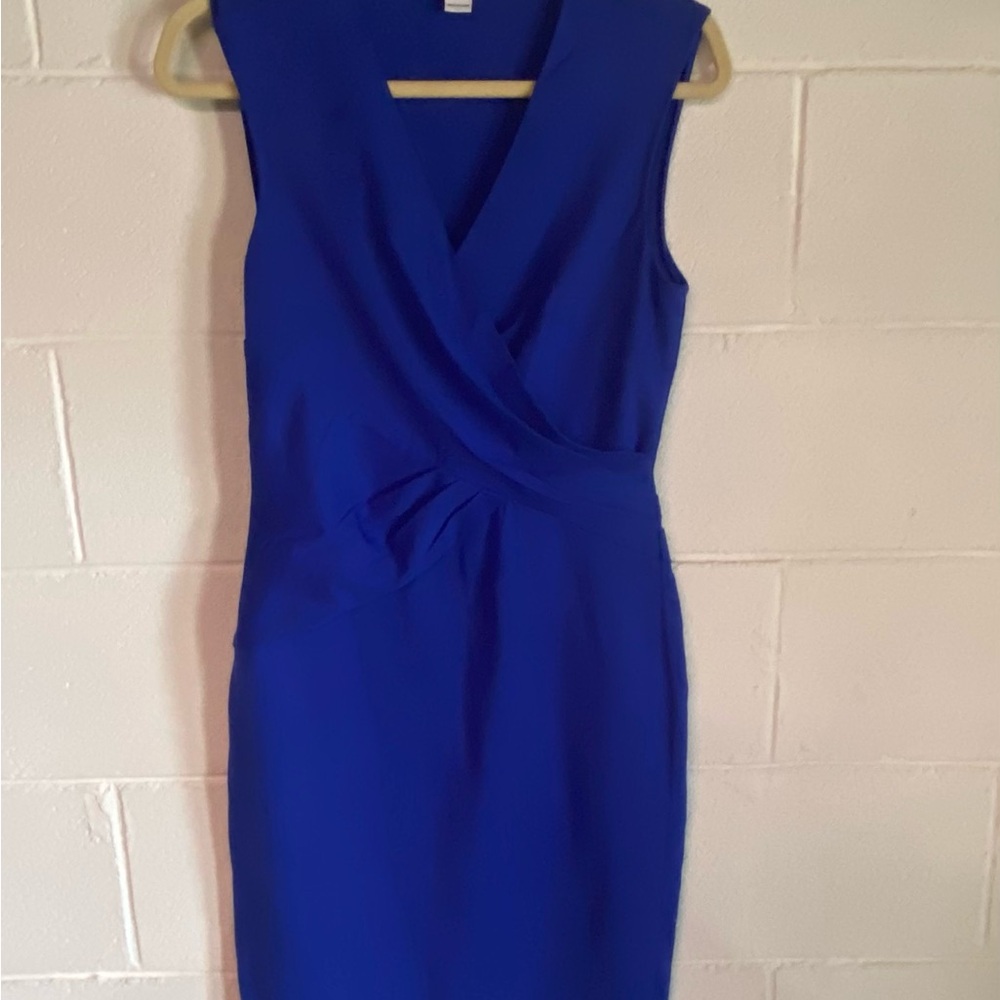 Diane Von Furstenberg Leora Dress Womens Riviera Blue Faux Wrap Sleeveless - Picture 5 of 6